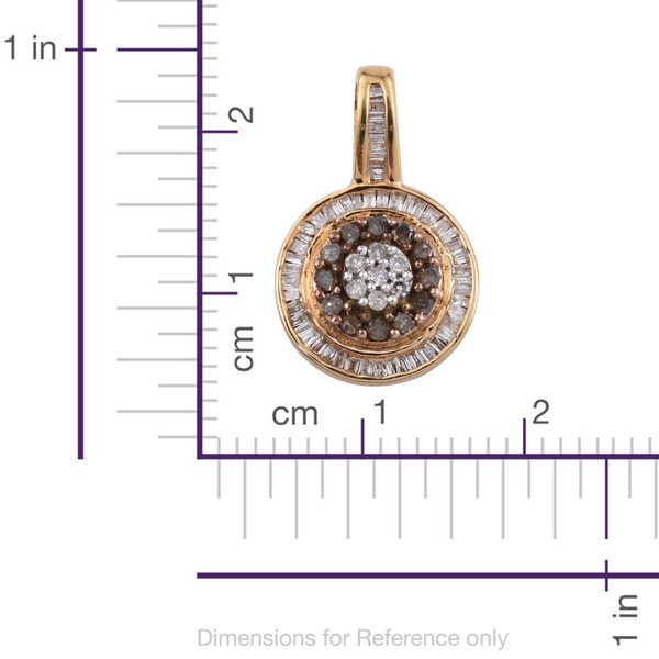 Natural Champagne Diamond, White Diamond Pendant in 14K Gold Overlay Sterling Silver 0.350 Ct.