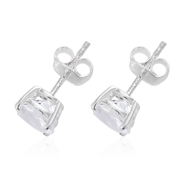 White Topaz (Rnd) Stud Earrings (with Push Back) in Sterling Silver 3.000 Ct.
