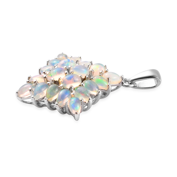 Ethiopian Welo Opal Cluster Pendant in Platinum Overlay Sterling Silver 3.00 Ct.