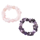 Set of 2 - Amethyst and Rose Quartz Stretchable Bracelet (Size 7-7.5) 504.00 Ct.