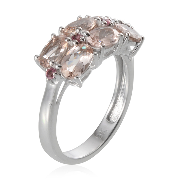 9K W Gold Marropino Morganite (Ovl), Pink Tourmaline Ring 2.080 Ct.