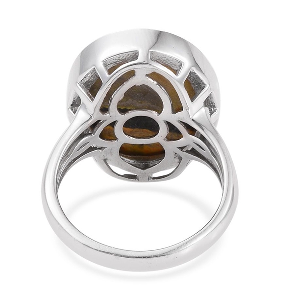 Bumble Bee Jasper (Ovl) Ring in Platinum Overlay Sterling Silver 11.750 Ct.