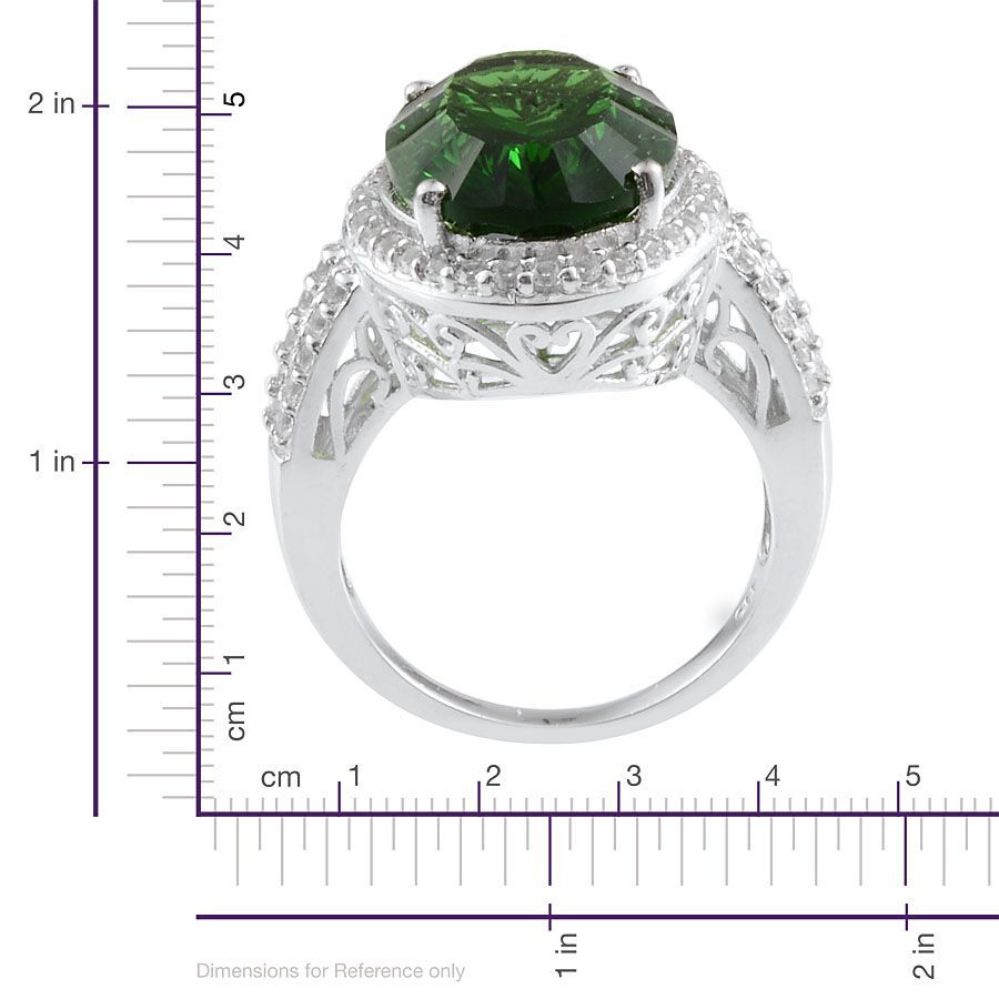 Helenite (Ovl 10.00 Ct), White Topaz Ring in Platinum Overlay Sterling Silver 11.000 Ct.