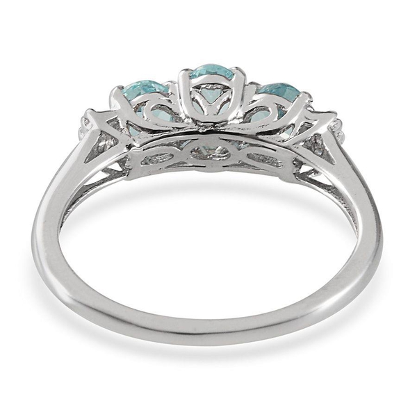 AA Paraibe Apatite (Ovl 0.50 Ct), Diamond Ring in Platinum Overlay Sterling Silver 1.000 Ct.