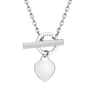 9K White Gold Heart Necklace (Size - 18) with T- Bar Lock, Gold Wt. 5.75 Gms
