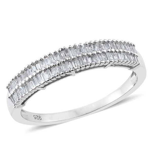Designer Inspired - Diamond (Bgt) Ring in Platinum Overlay Sterling Silver 0.500 Ct.