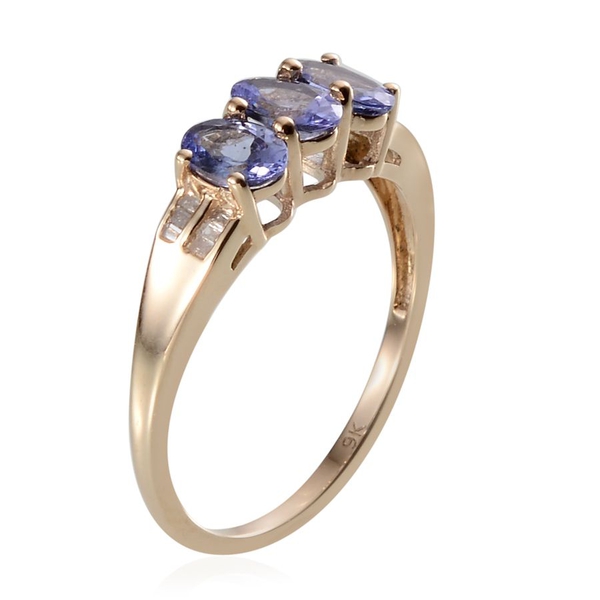 Close Out Deal 9K Y Gold Tanzanite (Ovl), Diamond Ring 1.350 Ct.