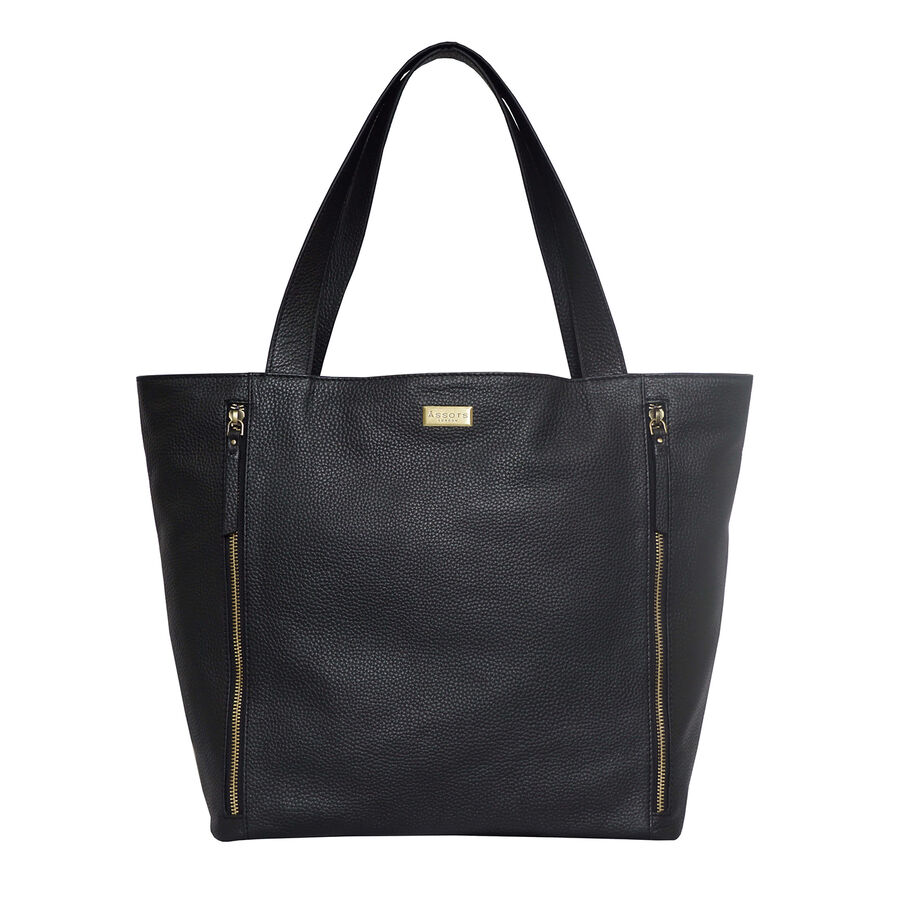 Assots London CORDER Pebble Grain Genuine Leather Tote Bag with ...
