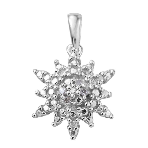 Diamond (Rnd) Starburst Pendant in Platinum Overlay Sterling Silver