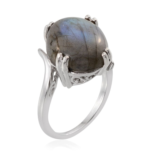 Labradorite (Ovl) Ring in Platinum Overlay Sterling Silver 19.000 Ct.