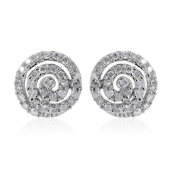 9K W Gold SGL Certified Diamond (Rnd) (I3/ G-H) Stud Earrings (with Push Back) 0.500 Ct.