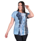 TAMSY Sahara Pattern Low Sleeve Blouse (Size XXL,24-26) - Blue Colour