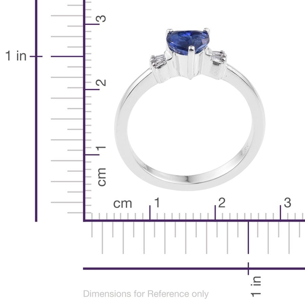 ILIANA 18K White Gold 1 Carat Ceylon Blue Sapphire Heart, Diamond SI G-H Ring.