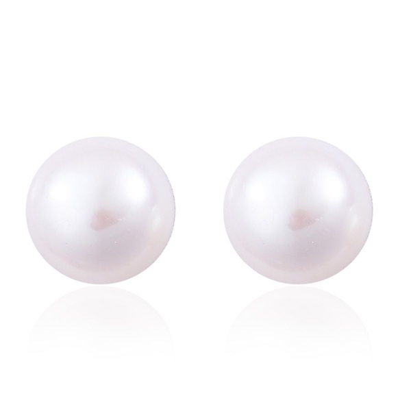9K W Gold AAA 13 to 14 mm Fresh Water Pearl (Rnd) Stud Earrings (with Plastic Push Back) 20.000 Ct.