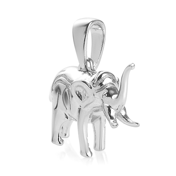 Elephant Goodluck Silver Charm Pendant in Platinum Overlay 4.17 Gms.