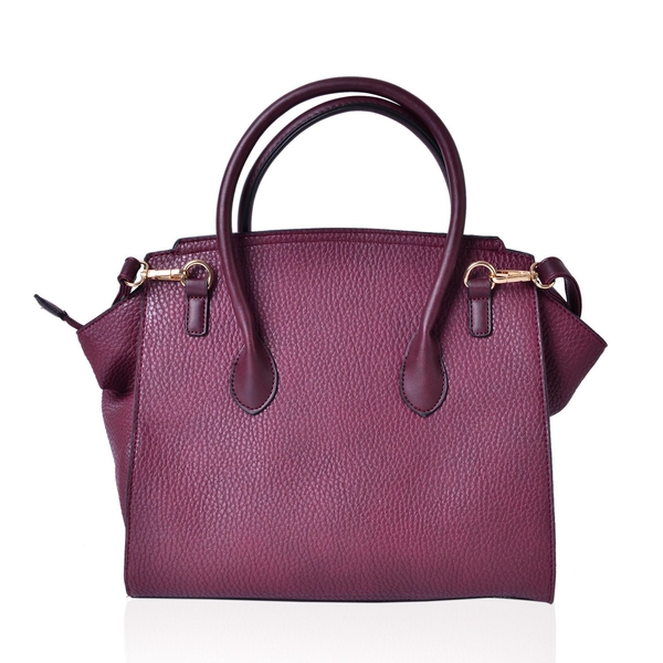 Classic Burgundy City Tote Bag with Adjustable and Removable Shoulder Strap (Size 32X30X15 Cm)