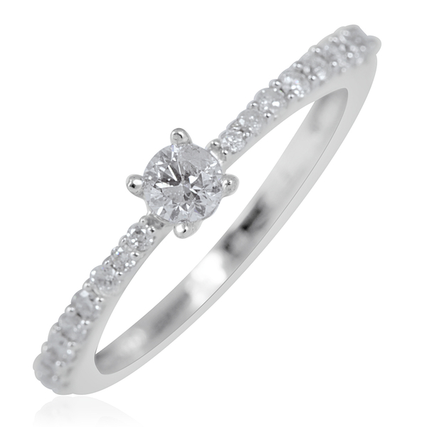 Close Out Deal 14K W Gold IGI Certified Diamond (Rnd 0.25 Ct) (I2/ G-H) Ring 0.500 Ct.