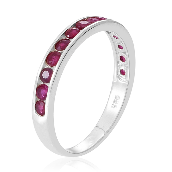 Ruby (Rnd) Half Eternity Band Ring in Sterling Silver 1.000 Ct.