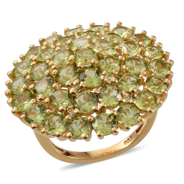 Hebei Peridot (Rnd) Cluster Ring in 14K Gold Overlay Sterling Silver 10.250 Ct.