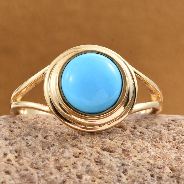 Arizona Sleeping Beauty Turquoise (Rnd) Solitaire Ring in 14K Gold Overlay Sterling Silver 2.000  Ct.