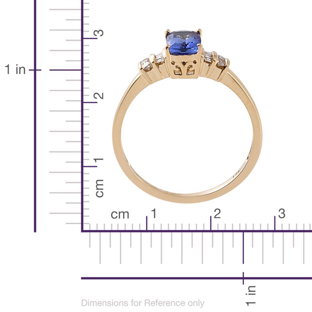 New York Collection - 14K Y Gold Tanzanite (Cush 1.00 Ct), Diamond Ring 1.100 Ct.