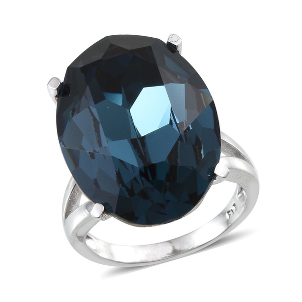 Lustro Stella  - Montana Crystal (Ovl) Ring in ION Plated Platinum Bond