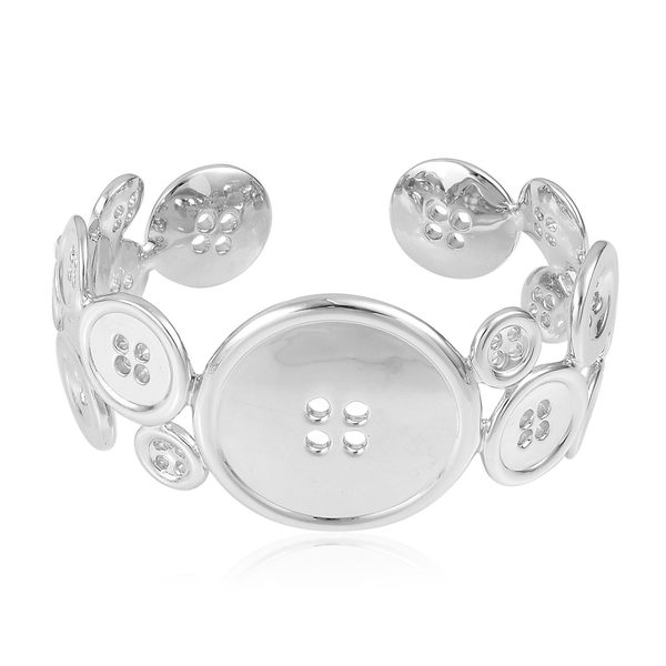 LucyQ Button Bangle (Size 7.25) in Rhodium Plated Sterling Silver 65.14 Gms.