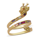 ELANZA Simulated Rainbow Sapphire Dragon Ring (Size L) in Yellow Gold Overlay Sterling Silver