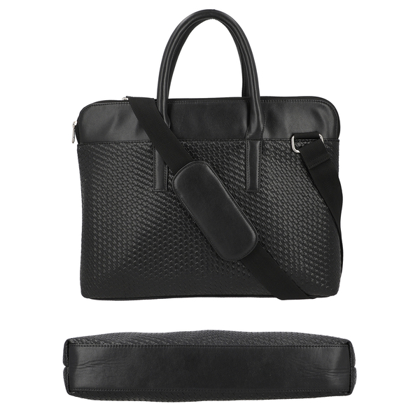 One Time Close Out Deal - La Marey Laptop Bag with Adjustable Strap (Size 40x30x6 Cm) - Black