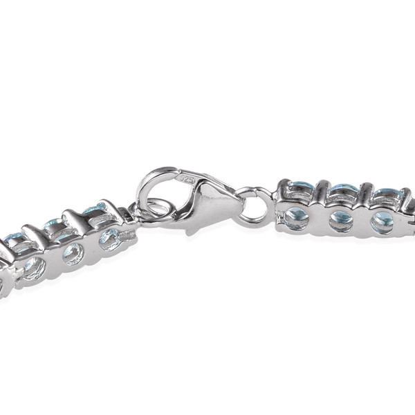 Signity Pariaba Topaz (Rnd) Bracelet in Platinum Overlay Sterling Silver (Size 7) 7.000 Ct.