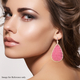 Pink Howlite and Pink Austrian Crystal Bead Teal Drop Dangling Hook Earrings (with Push Back) in Yellow Gold Tone