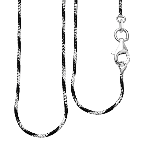 NY Close Out Deal - Black-White Plating Sterling Silver Chain (Size - 30) With Lobster Clasp, Silver