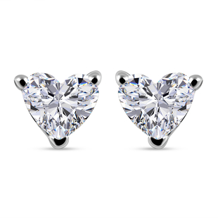 RHAPSODY 950 Platinum IGI Certified Diamond (VS/E-F) Heart Stud Earrings With Screw Back 0.25 Ct.