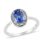1.25 Ct AAA Royal Ceylon Sapphire and Diamond Halo Ring (Size L) in 9K White Gold 2.30 Grams