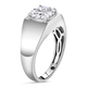 Moissanite Mens Ring in Platinum Overlay Sterling Silver 1.89 Ct.