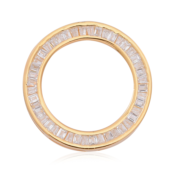 ELANZA AAA Simulated Diamond (Bgt) Circle Pendant in 14K Gold Overlay Sterling Silver