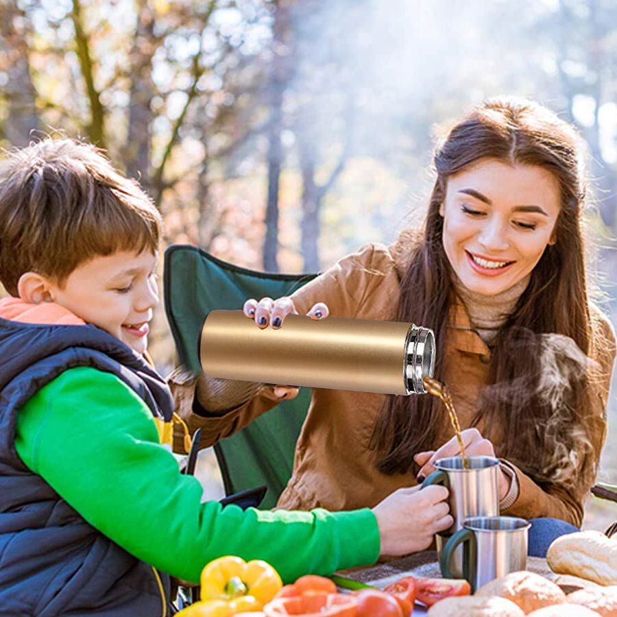 Hot and Cold Flask Bottle with Tea Infuser (Size 23x6cm - 500ml) - Gold