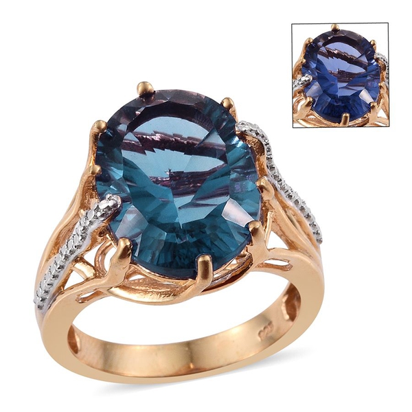 Colour Change Fluorite (Ovl) Ring in 14K Gold Overlay Sterling Silver 10.500 Ct.