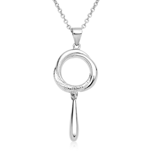 LucyQ  Eternity Collection - Rhodium Overlay Sterling Silver Pendant with Chain (Size-16/18)
