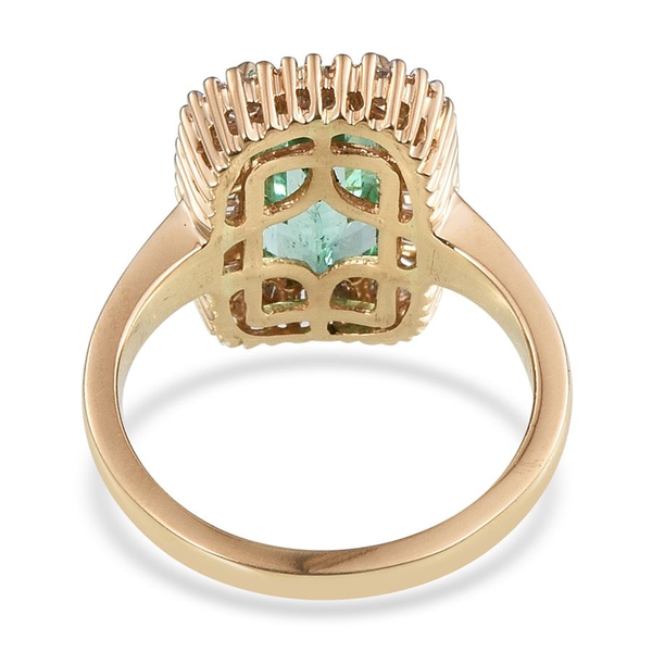 ILIANA 18K Y Gold Boyaca Colombian Emerald (Oct 3.15 Ct), Diamond Ring 4.150 Ct.