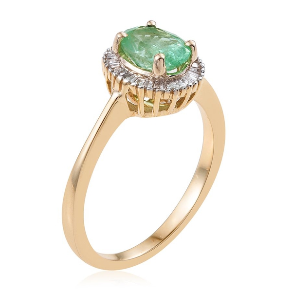 9K Y Gold Colombian Emerald (Ovl 1.00 Ct.) and Diamond Ring 1.250 Ct.