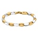 Hatton Garden Close Out Deal- 9K Yellow and White Gold Grooved Oval Link Bracelet (Size - 8) with Lo