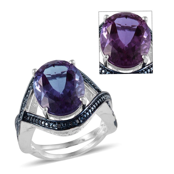 Lavender Alexite (Ovl 8.50 Ct), Blue Diamond Ring in Platinum Overlay Sterling Silver 8.520 Ct.