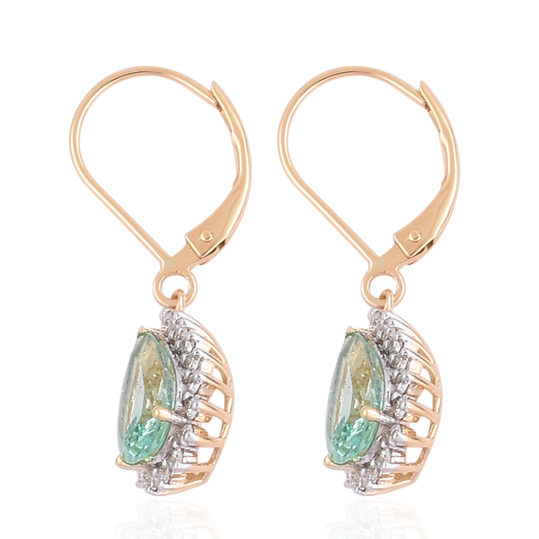 ILIANA 18K Y Gold Boyaca Colombian Emerald (Pear), Diamond Lever Back Earrings 3.000 Ct.