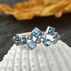 Sajen Silver GEM HEALING Collection - Swiss Blue Topaz Celestial  Doublet Quartz Ring in Rhodium Ove