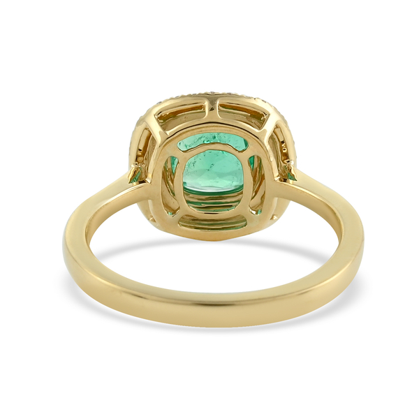 ILIANA 18K Yellow Gold AAA Colombian Emerald , White Diamond (SI/G-H) Ring 1.20 ct,  Gold Wt. 3.15 Gms