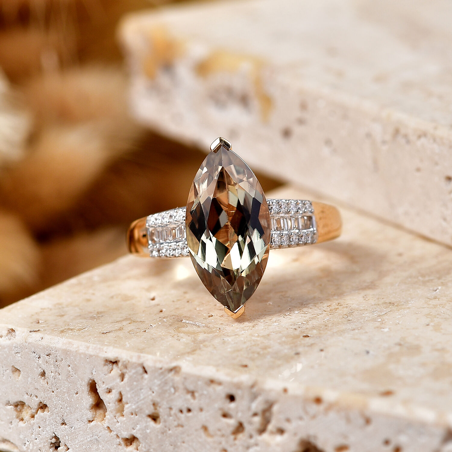 Rhapsody 18K Yellow Gold AAAA Natural Turkizite (5.15ct), Natural White Diamond (0.20 ct E-F-VS) Gold Wt.4.92 Gms Total Ct 5.35 Ct.