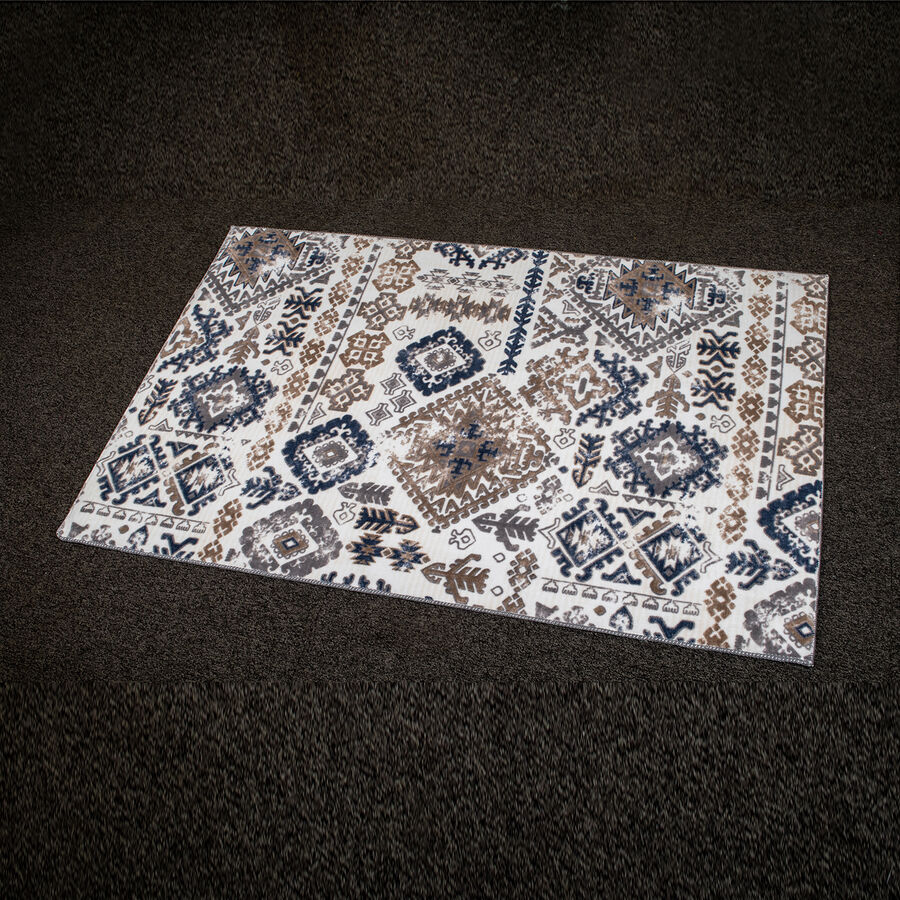 Anti-Slip Latex Rugs (Size 140X90 Cm) - White, Blue And Brown