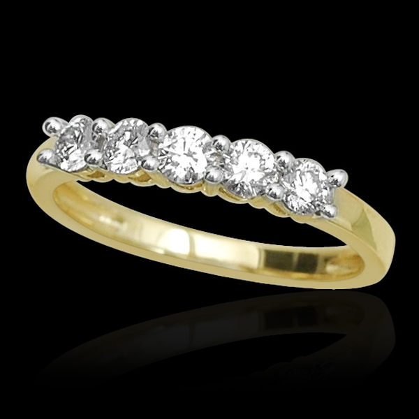 ILIANA 18K Y Gold IGI Certified Diamond (Rnd) (SI/ G-H) 5 Stone Ring 0.500 Ct.