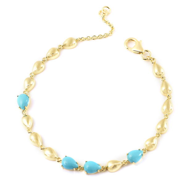 LucyQ Tear Drop Collection - Arizona Sleeping Beauty Turquoise Drop Bracelet (Size - 7.5) in Yellow 